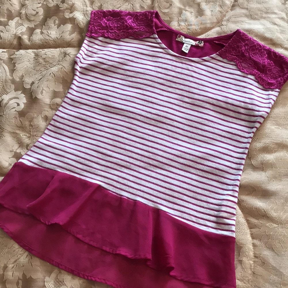 Girls Speechless Fuchsia/Stripe Top